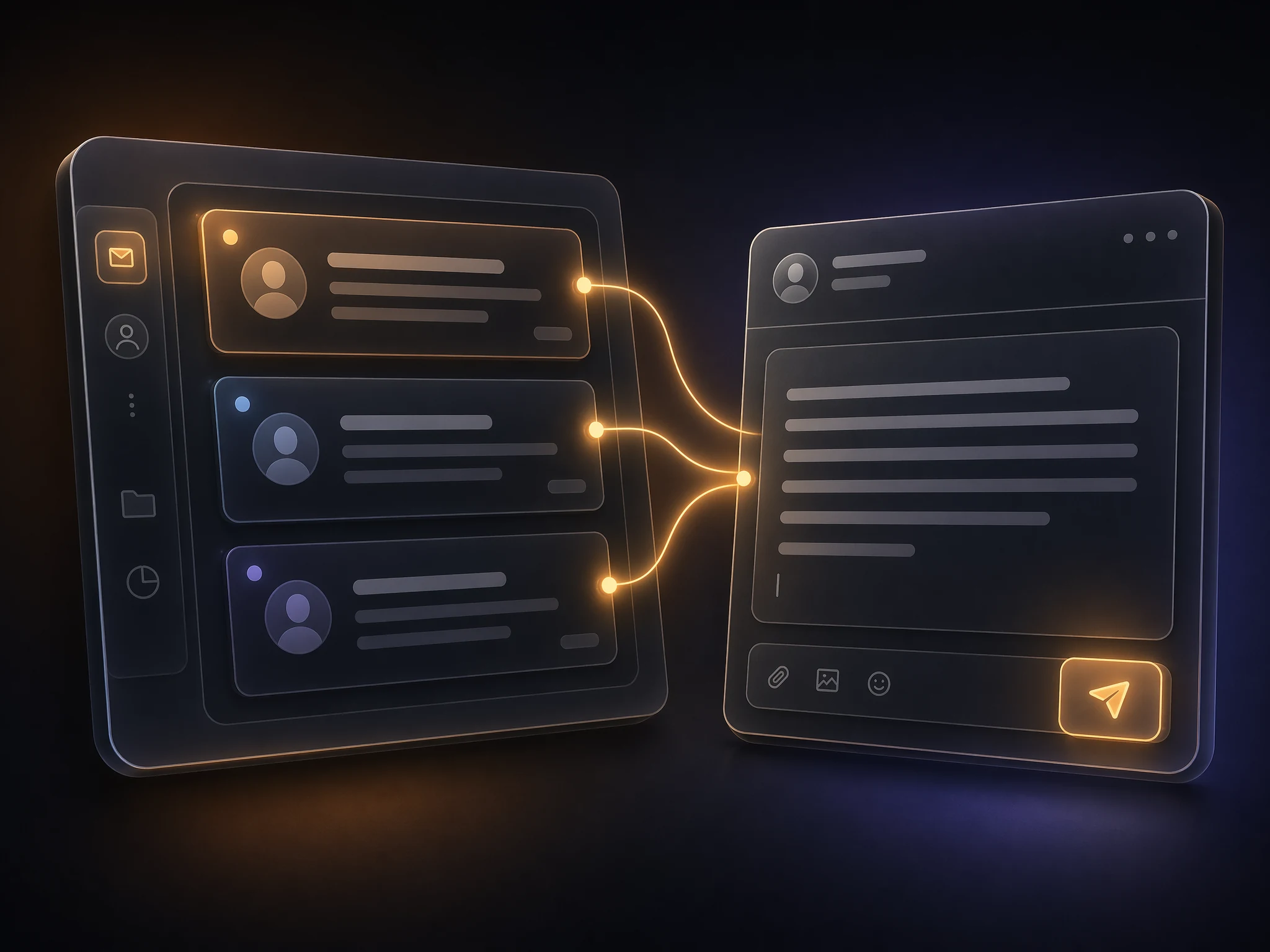 AI som skriver en ny e-post fra notater