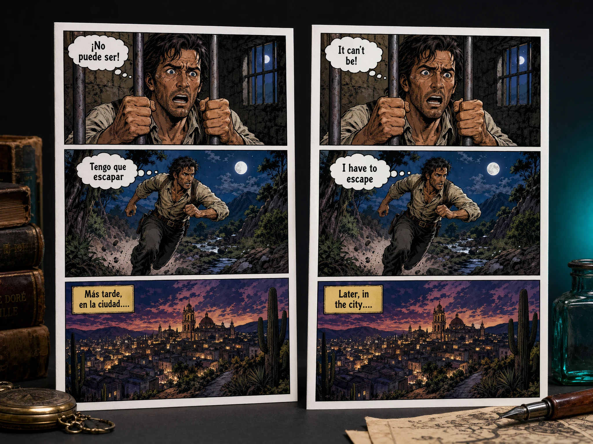 Comic page with speech bubbles detected and translated
