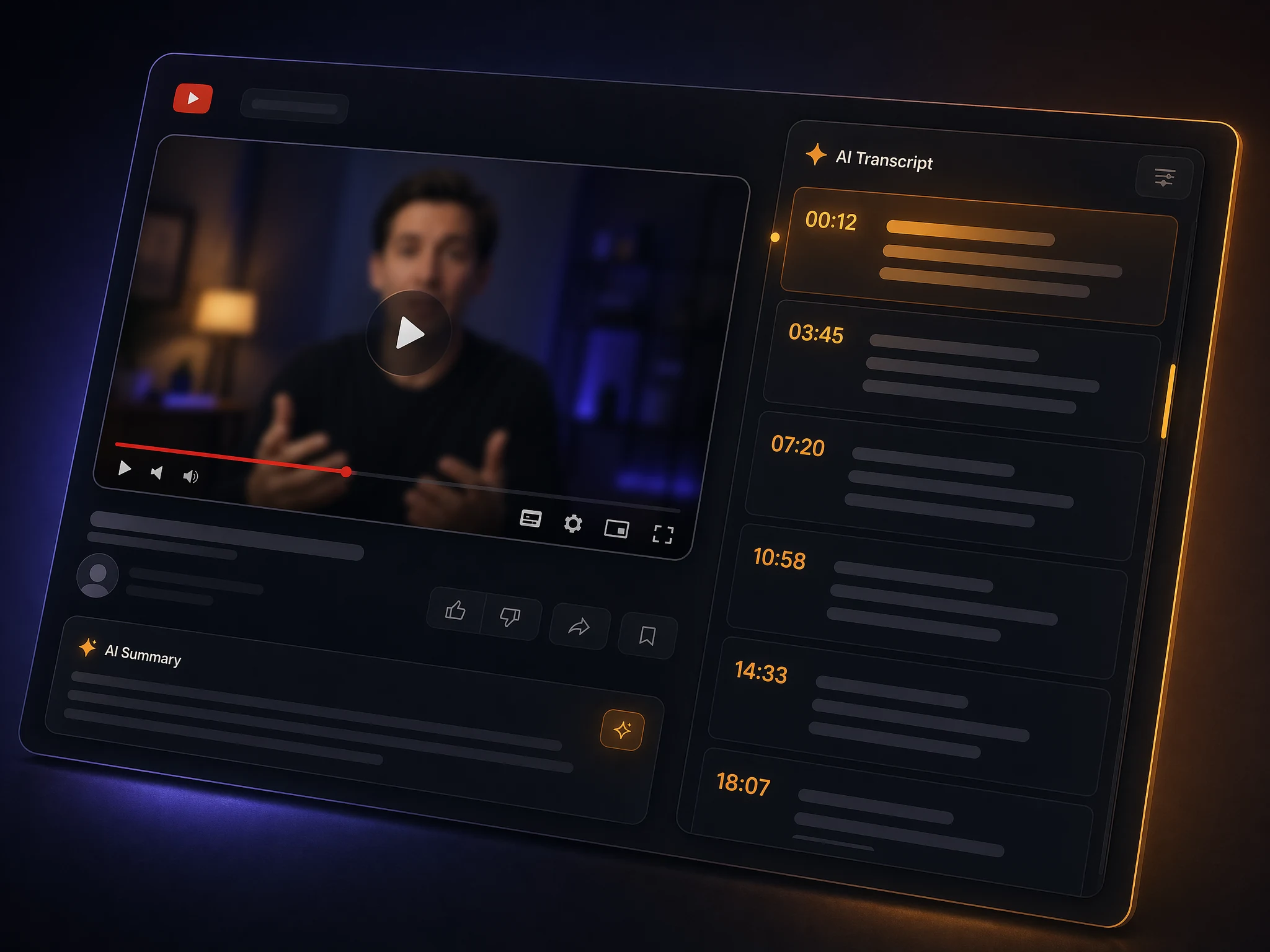 Transcriere YouTube cu marcaje